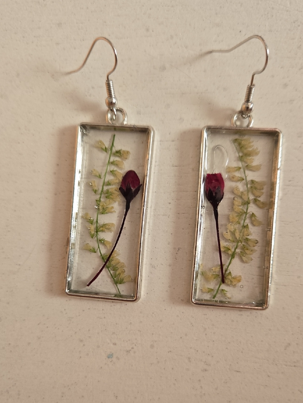 Handcrafted Resin Rosebud Earrings